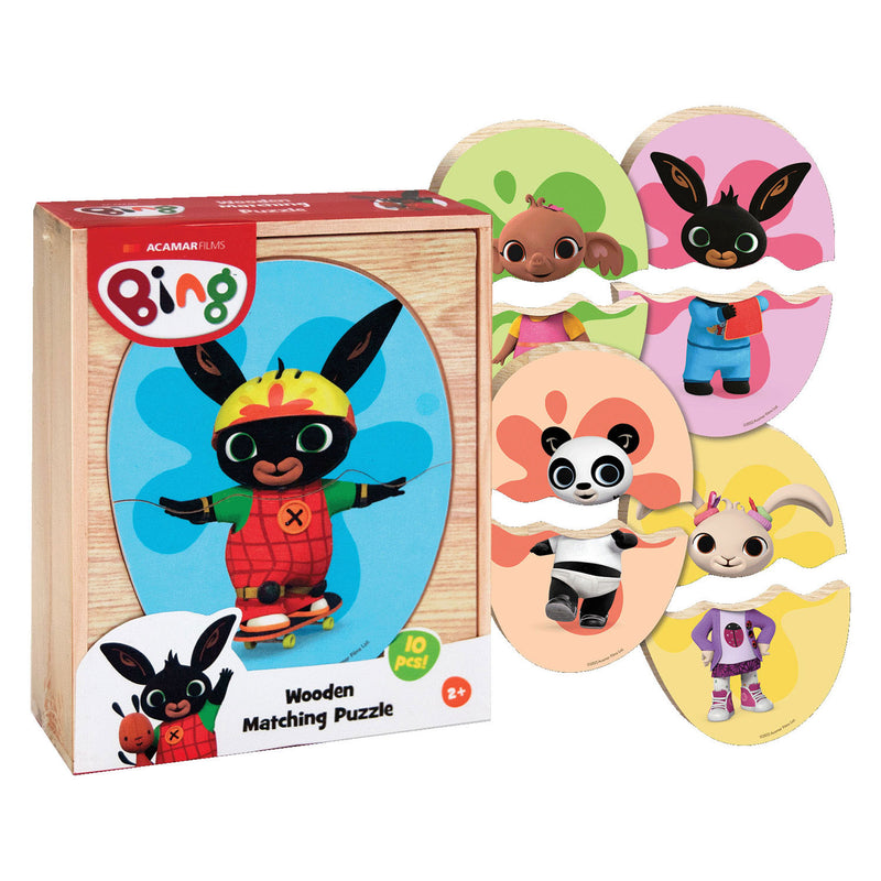 Speelgoedland bing houten match puzzel, 10st.