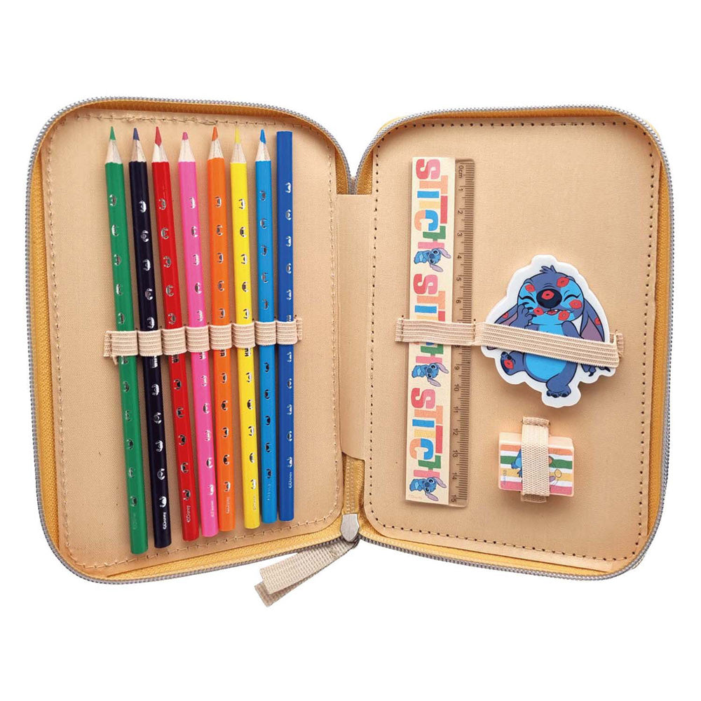 Estuche de lápices relleno de 2 compartimentos Disney stich
