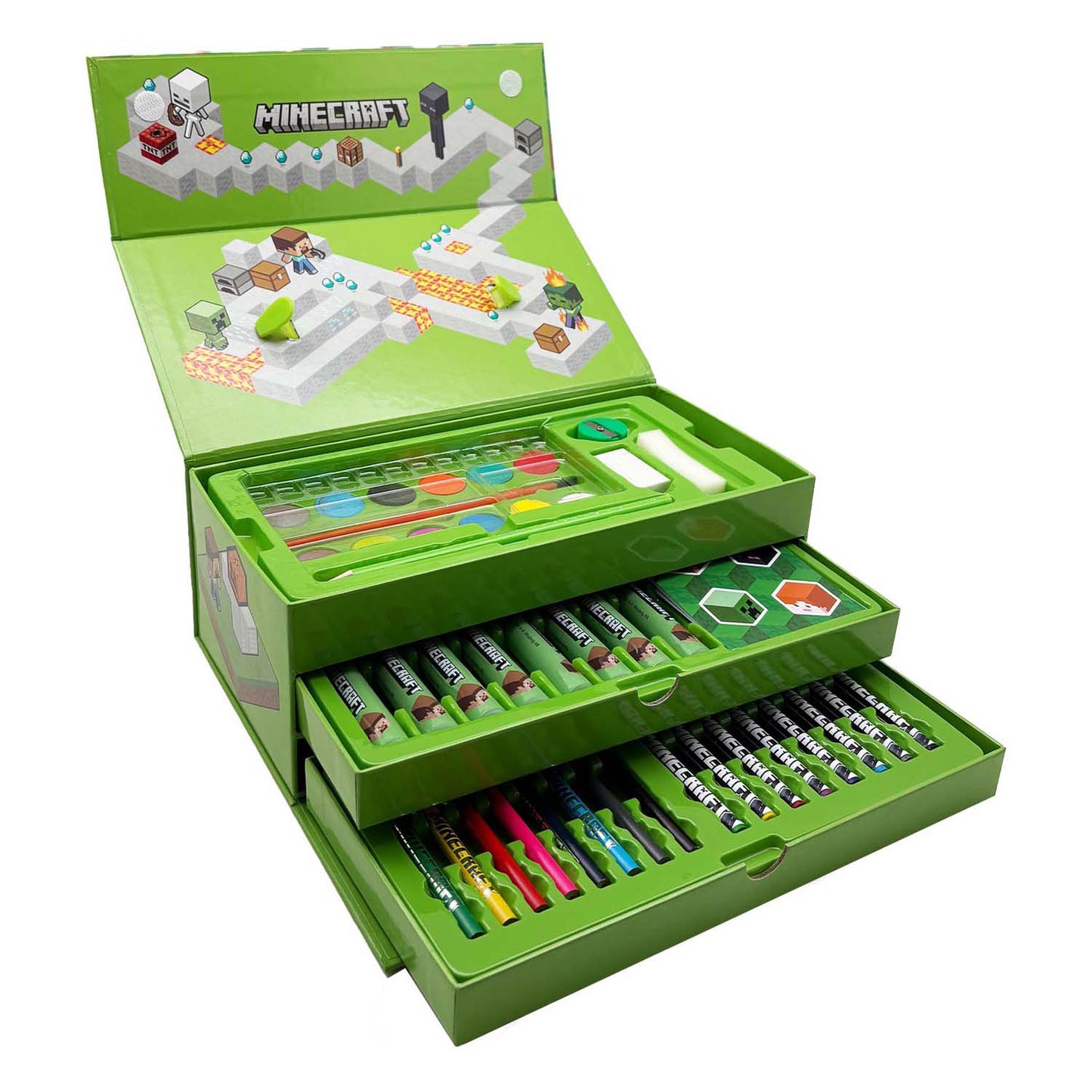 Speelgoedland minecraft kleurkoffer set - 52dlg.