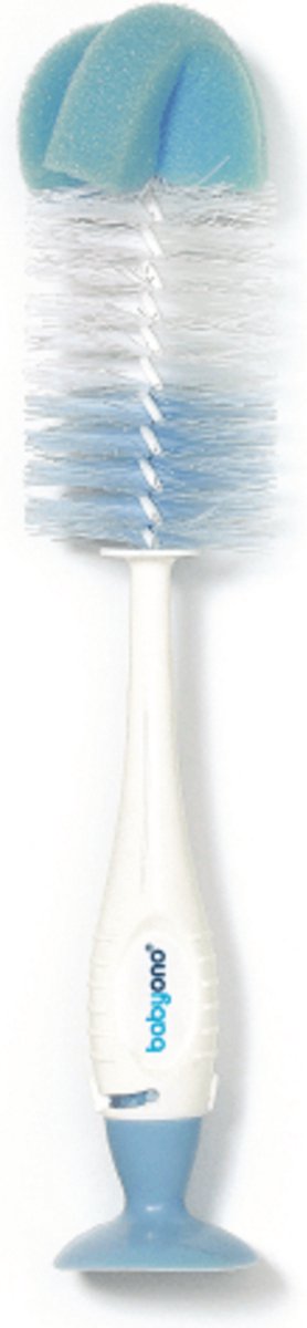 Babyono baby ono cepillo biberón blanco azul con esponja ventosa 728 01