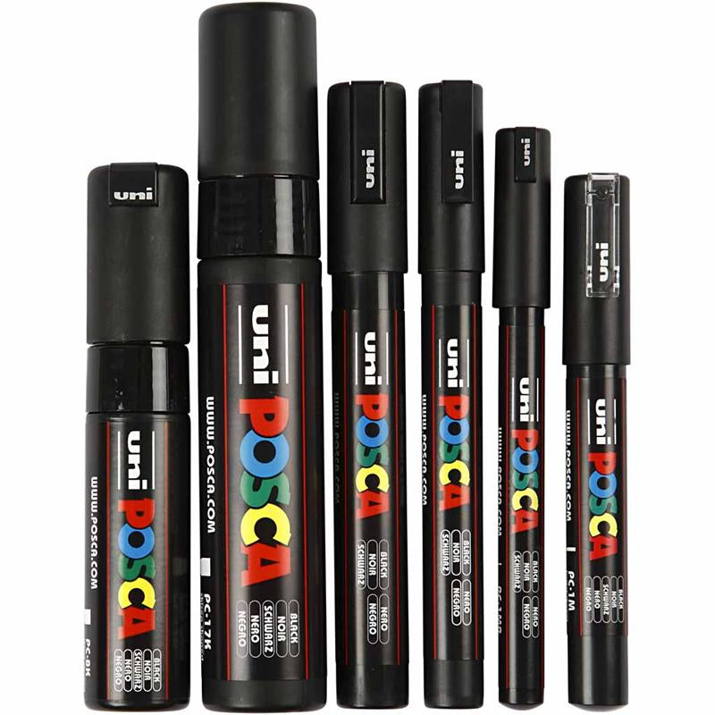 Uni-posca posca marker, line width 0.7-15 mm, black, 6 pieces 1 box