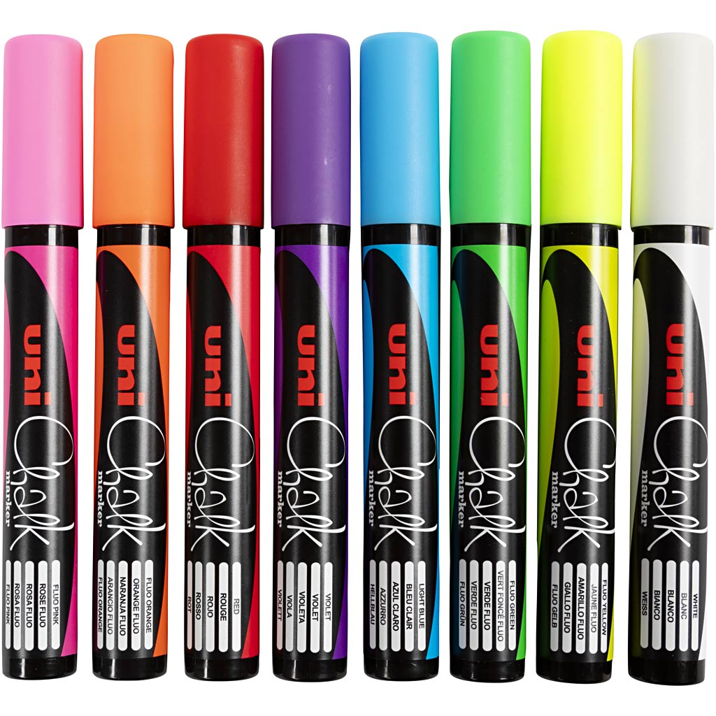 Uni-Posca Chalk Marker, line thickness 1.8-2.5 mm, 8 piece 1 box