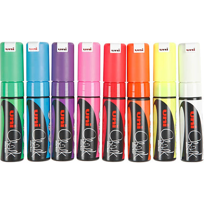Marcador de tiza uni-Posca, espesor de línea 8 mm, varios colores, 8 piezas 1 caja