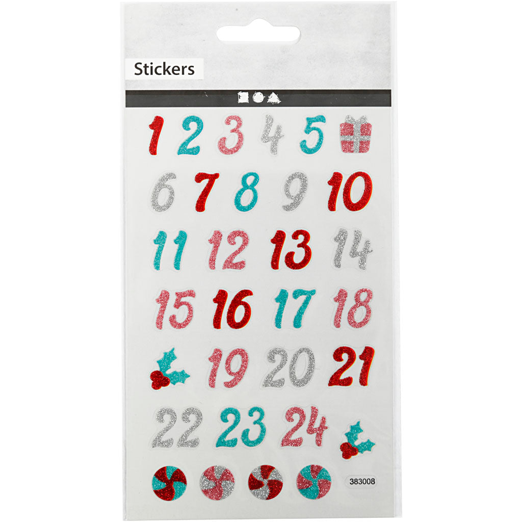Creativ company glitter stickers, advent figures, sheet 10x16 cm, 1 sheet