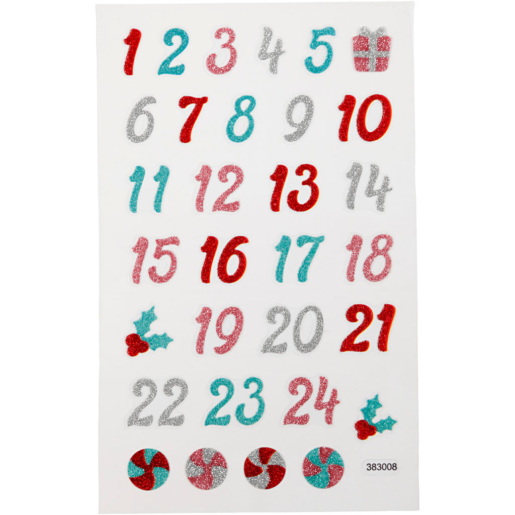 Creativ company glitter stickers, advent figures, sheet 10x16 cm, 1 sheet