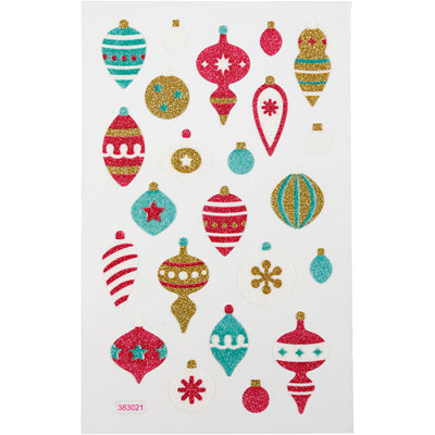 Creativ company pegatinas con purpurina, bolas navideñas, hoja 10x16 cm, 1 hoja