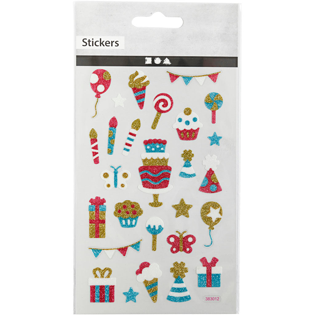 Creativ company glitter stickers, birthday, sheet 10x16 cm, 1 sheet