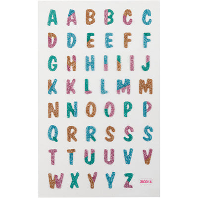 Creativ company pegatinas con purpurina, letras, hoja 10x16 cm, 1 hoja