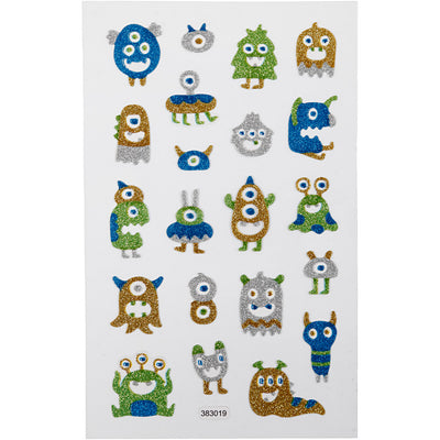 Creativ company pegatinas con purpurina, extraterrestres, hoja 10x16 cm, 1 hoja