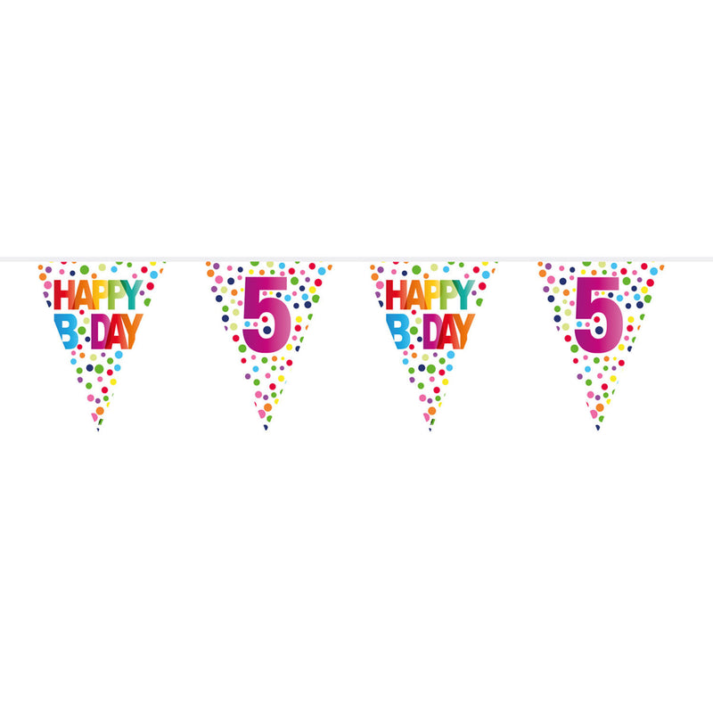 Folat bv vlaggenlijn confetti 5 jaar, 10mtr.
