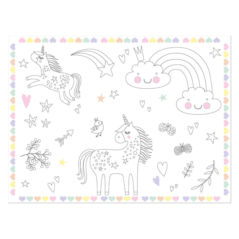 Folat bv inkleurbare placemats unicorns rainbows, 6st.