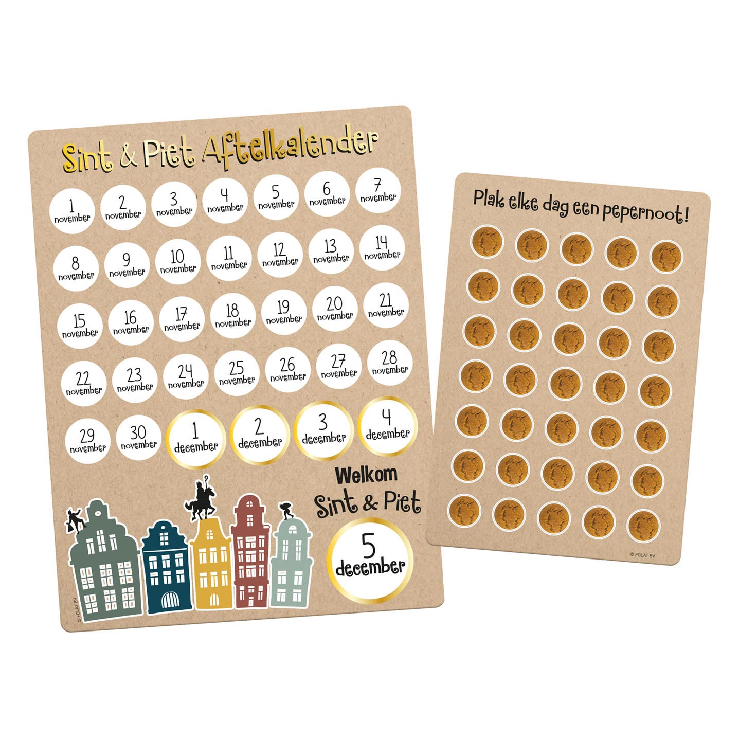 Sinterklaas Aftelkalender met Stickers Welkom Sint Piet