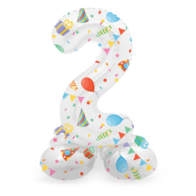 Globo de aluminio de pie Joyful Party número 2 -72 cm