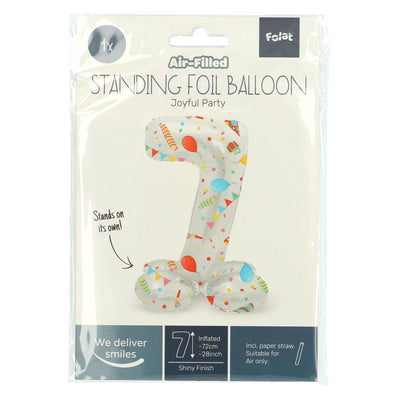 Globo de aluminio de pie Joyful Party Número de 7 -72 cm