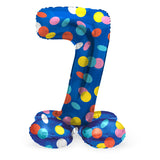 Folat bv staande folieballon colorful dots cijfer 7 - 72cm - afbeelding 1