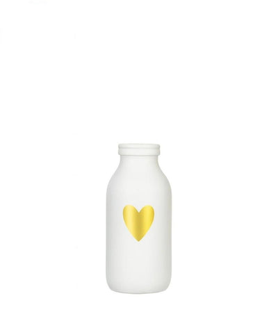 Ideas 4 seasons bottle vase glass white with heart ø4.8xh10.4cm