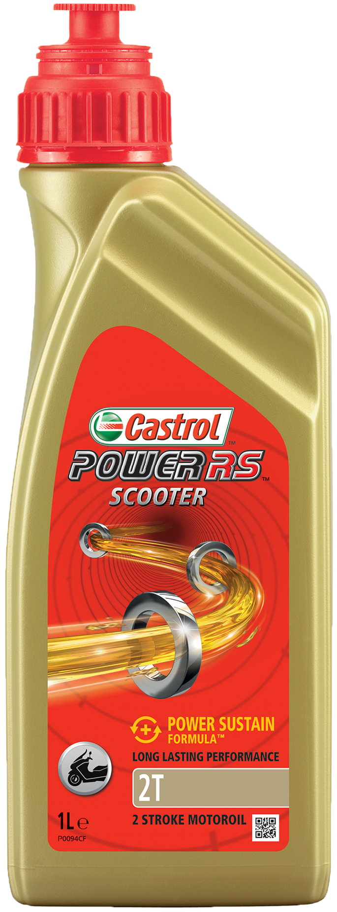 Castrol olie power rs scooter 2t - fles à 1 liter