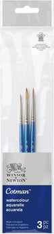 Winsor Newton 5390606 Set di pennelli per acquerello Cotman – Manico corto – 3 pezzi – Pennelli rotondi misura 1, 3 5