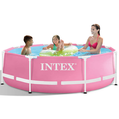Piscina di nuoto in metallo rosa Intex 244 x 76 cm con pompa filtro