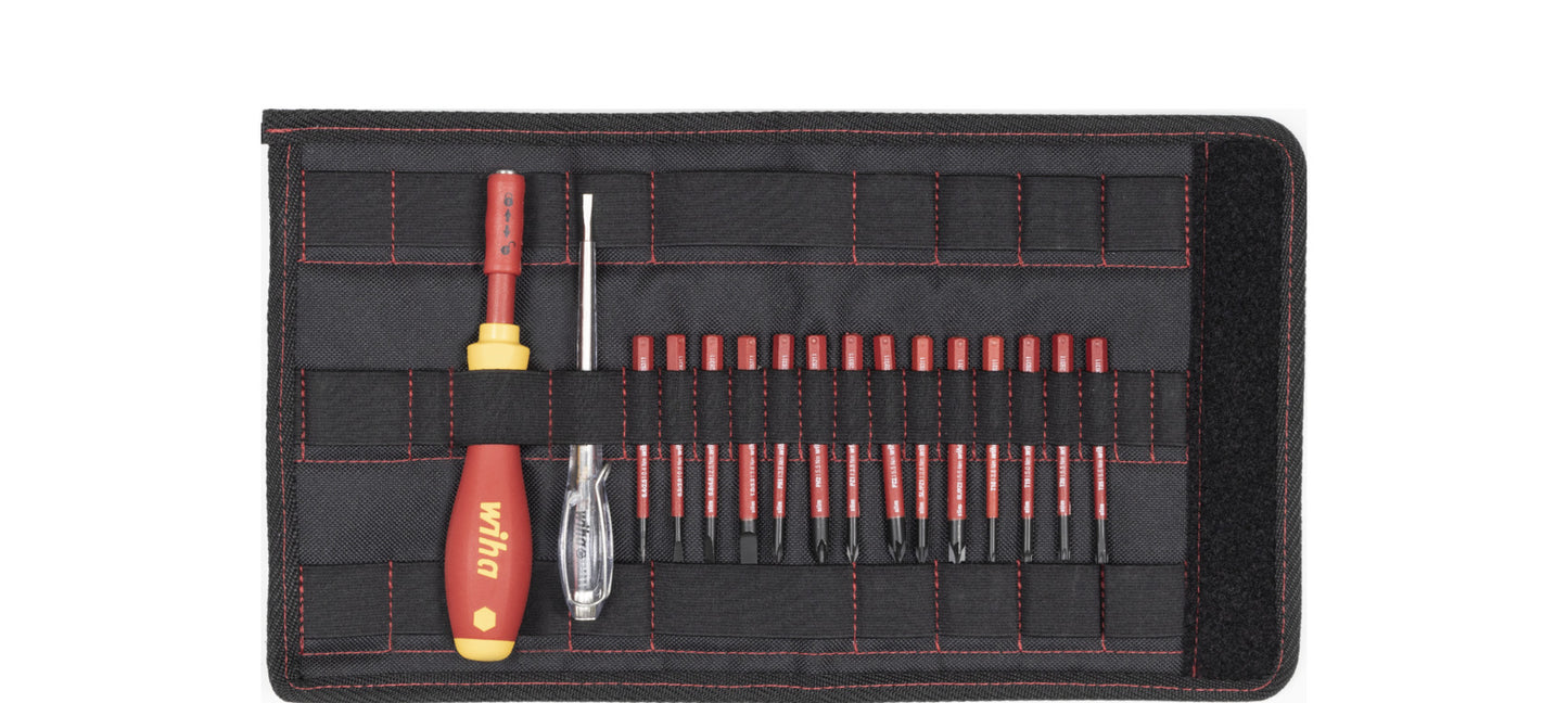 Wiha schroevendraaier met bithouder elektrische slimvario starter-set (rood geel, 17-delig, met slimbits)