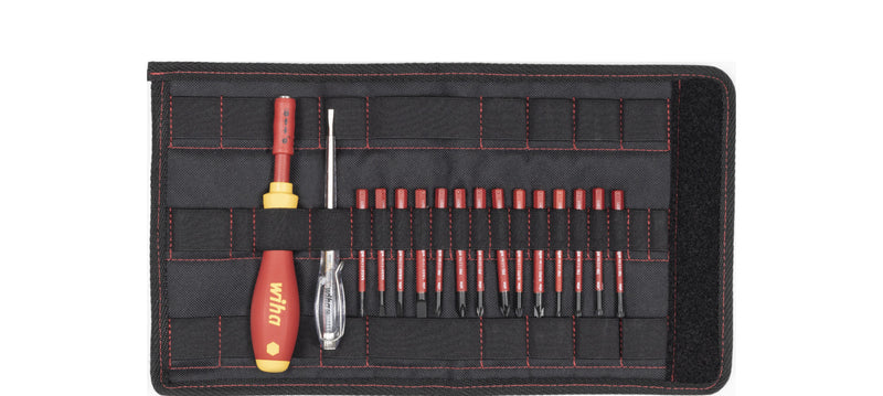 Wiha schroevendraaier met bithouder elektrische slimvario starter-set (rood geel, 17-delig, met slimbits)