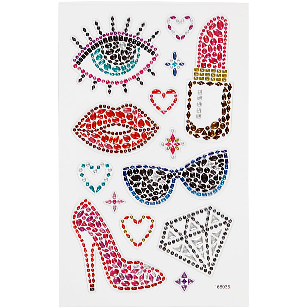 Pegatinas de diamantes Creativ Company, listas para la fiesta, hoja 10x16 cm, 1 hoja