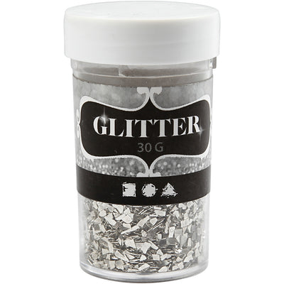 Creativ company purpurina, tamaño 1-3 mm, plata, 30 gr 1 caja