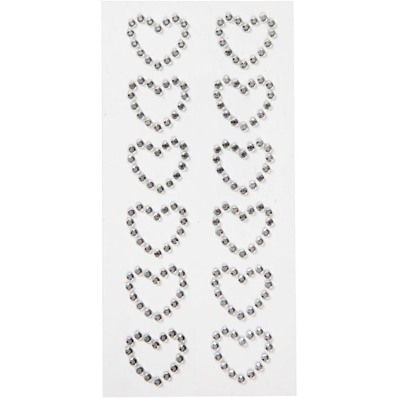 Cuori di strass Creativ Company, misura 23x21 mm, argento, 12 pezzi 1 scatola