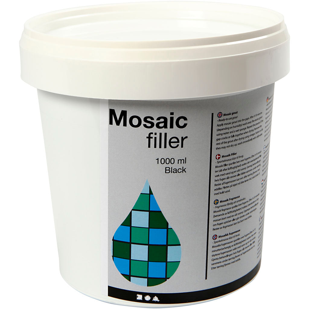 Stucco per mosaico dell'azienda Creativ, nero, 1000 ml 1 secchio
