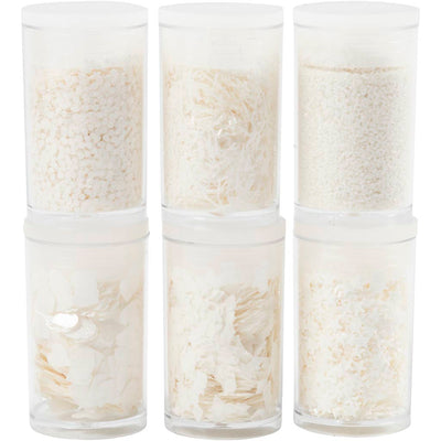 Creativ company bio brilla lentejuelas, plata, blanco, 6x7 ml 1 caja