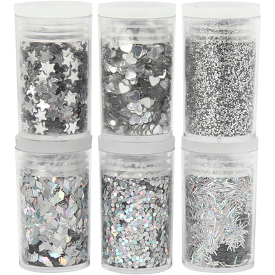Creativ company bio sparkles paillettes, argento, 6x7 ml 1 scatola