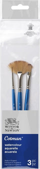 Winsor newton 5390608 cotman aquarelpenseel set 3 – rond-, one-stroke- waaierpenselen (3-delig)