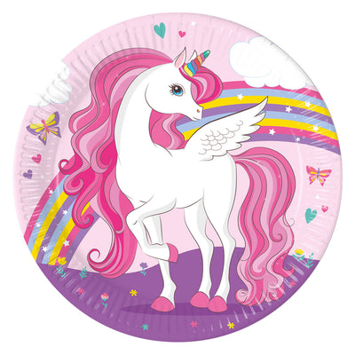 Placas de papel de Globos Colors FSC Unicorn Rainbow, 8st.