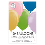 Globos ballonnen metallic pearl mix kleuren 30cm, 10st. - afbeelding 2