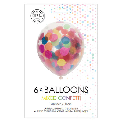 Confetti balloons paper confetti mix 30 cm, 6st.