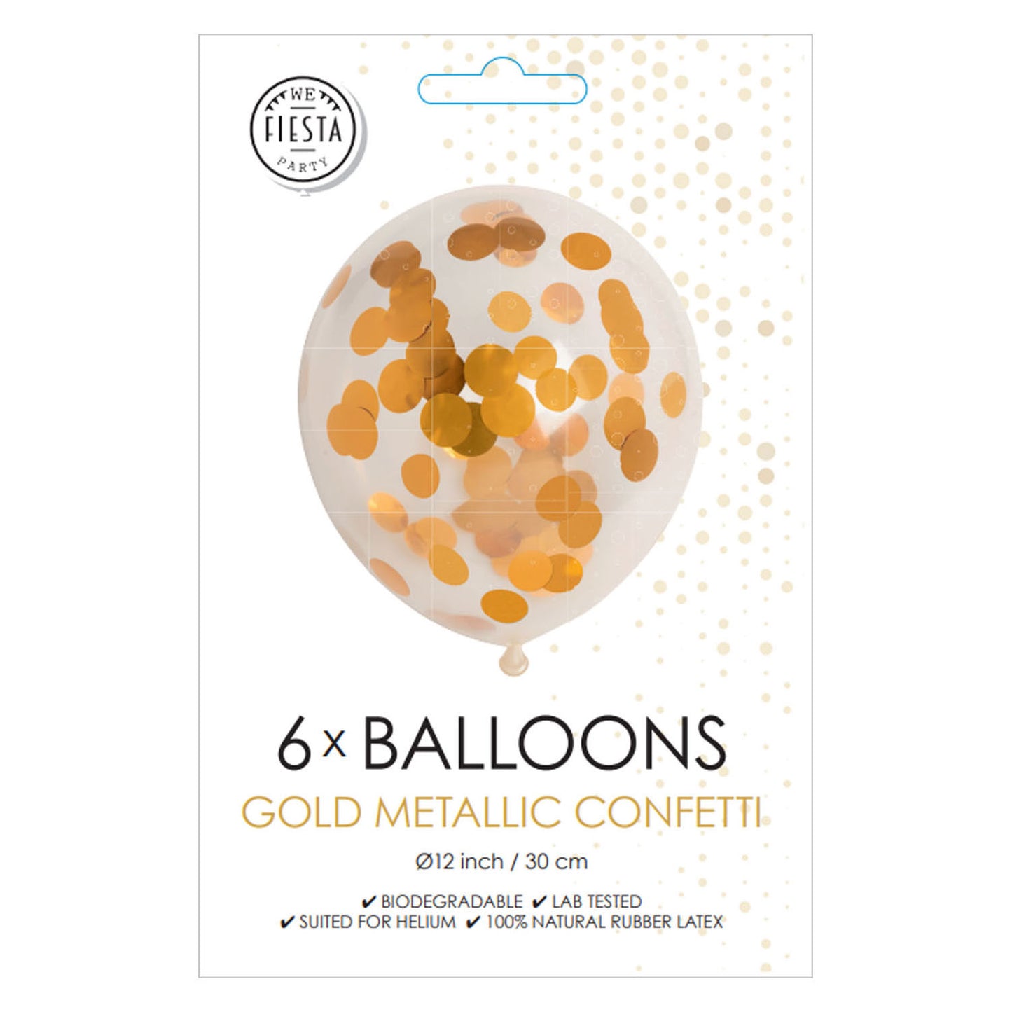 Confeti globos papel confeti oro metálico 30 cm, 6st.
