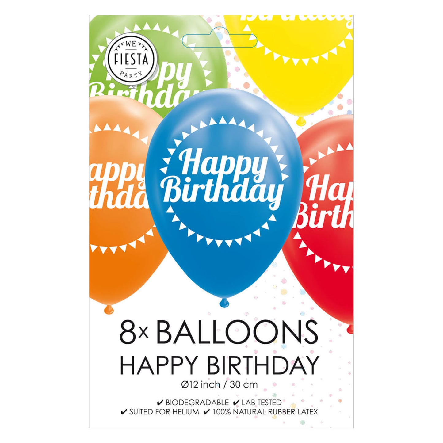 Globos Happy Birthday Mix Colors 30 cm, 8st.