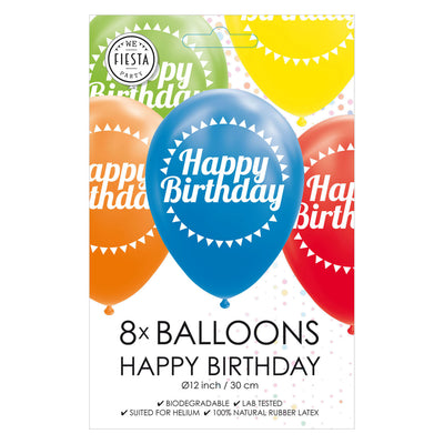 Balloons Happy Birthday Mix Colors 30cm, 8st.