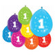 Balloons 2-sided printed number 1, 8st.