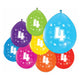 Balloons 2-sided printed number 4, 8st.