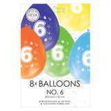 Balloons 2-sided printed number 6, 8st. - afbeelding 2