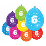 Balloons 2-sided printed number 6, 8st. - afbeelding 1