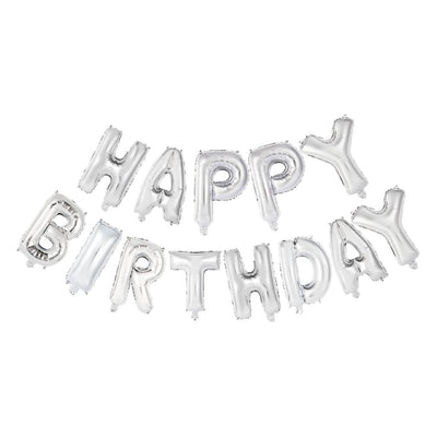 Globos folieballon tekst happy birthday zilver