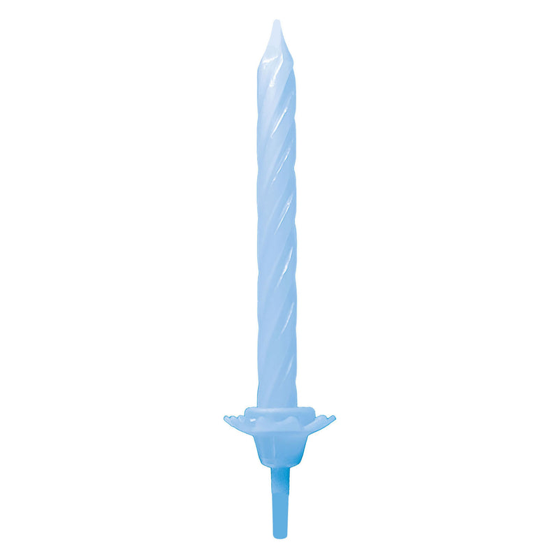 Candeline per torta Globos con supporto azzurro - 12 pz.