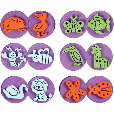 Timbri in gommapiuma Creativ Company, animali, d 7,5 cm, spessore 2,5 cm, 6 pezzi 1 scatola