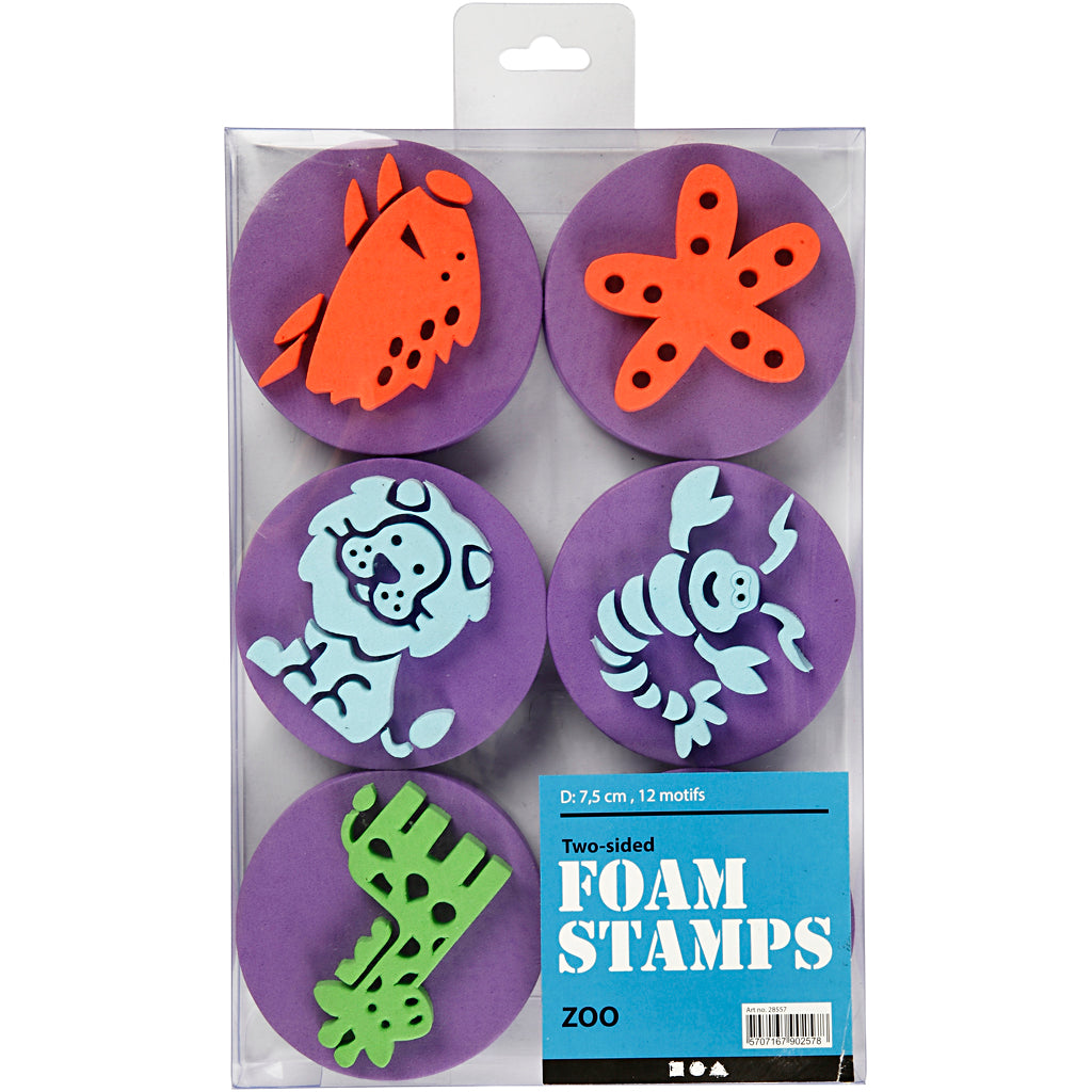 Creativ company foam stamps, animals, d 7.5 cm, thickness 2.5 cm, 6 pieces 1 box