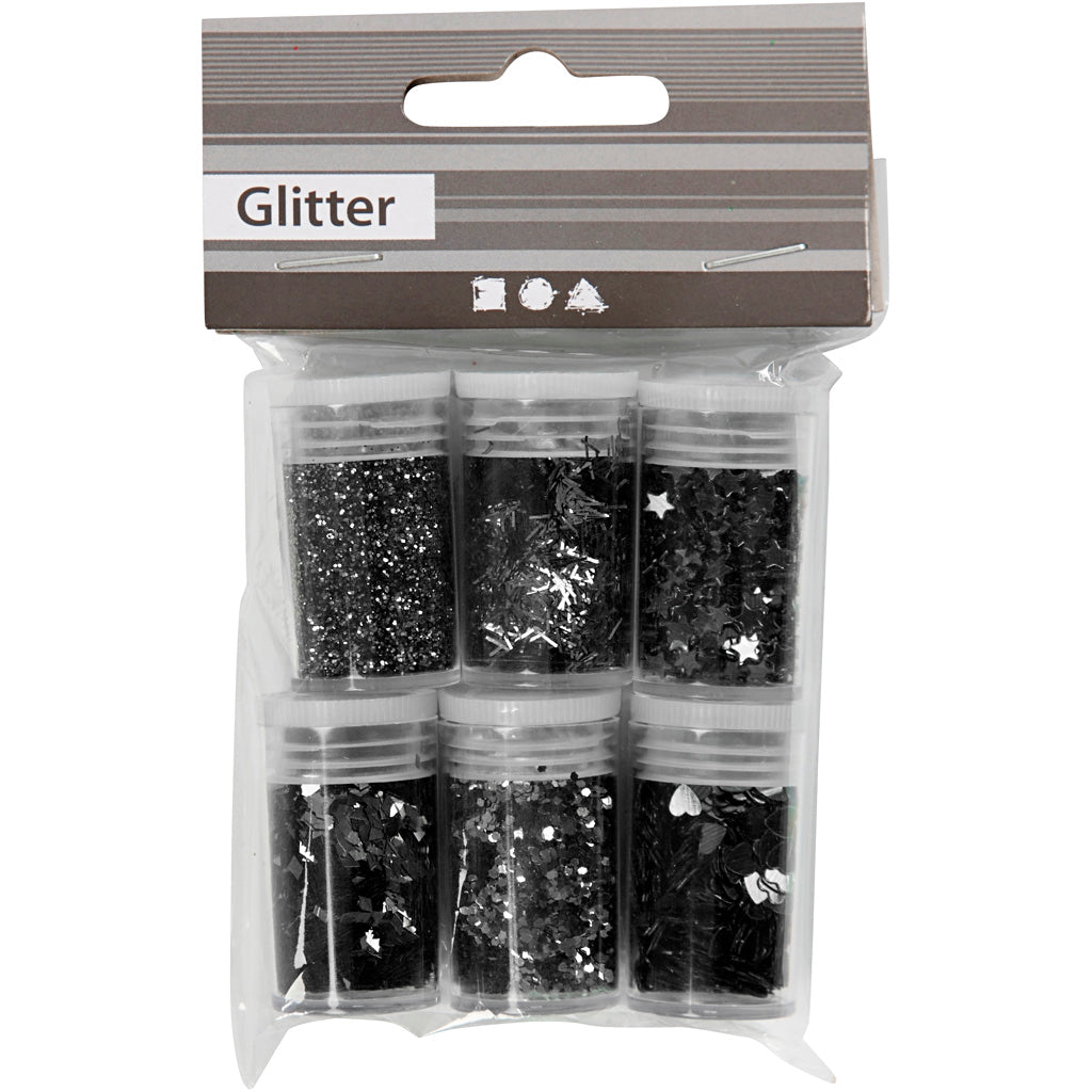 Glitter e paillettes Creative Company, nero, 6x5 gr 1 scatola