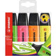 Marcadores ABI, verde neón, naranja neón, rosa neón, amarillo neón, 4 piezas 1 caja