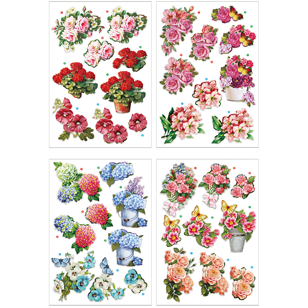 Fogli 3D Creative Company, fiori, foglio 21x30 cm, 4 fogli 1 scatola