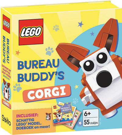 El corgi del compañero de escritorio de Lego en globo.